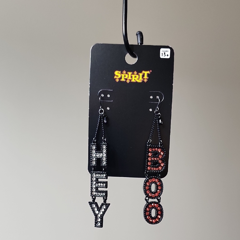 Spirit Black and Red 'HEY' 'BOO' Earrings